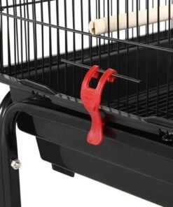 39-Inch Roof-Top Large Flight Bird Cage for Small Quaker Parrots, Cockatiels, Sun Parakeets, Green Cheek Conures, Budgies, Finches, Lovebirds, and Canaries. Perfect for Pet Birds! (Black)