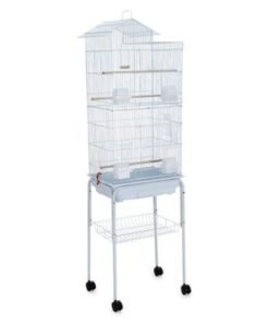 Alternative view of Roof Top Large Bird cage with Rolling Stand for Cockatiel Sun Conure Parakeet (White)