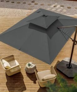 Alternative view of Sunshade Aluminium Garden Umbrella with Rotating Handle Stylish Outdoor Patio Decor and UV-Resistant Canopy 3 x 4 Meter (Grey)