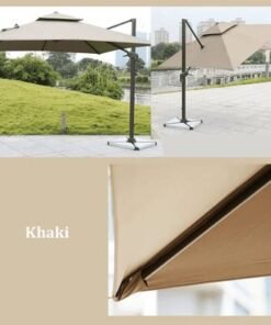 Sunshade Aluminium Garden Umbrella with Rotating Handle Stylish Outdoor Patio Decor and UV-Resistant Canopy 3 x 4 Meter (Grey)