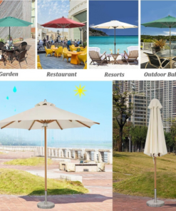 Zahra Wind Vent Design Round Outdoor Umbrella with Rotating Handle UV-Resistant Canopy for Patio & Garden