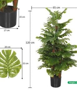 Stunning Monstera Plants, Faux Plant with Green Leaves & Plastic Pot, Waterproof & Maintenance-Free Fake Plants, No-Watering & Long-Lasting Fake Tree for Home Decor & Commercial Space (120cm)