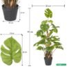 Monstera Faux Plant, Nearly Natural Artificial Plants with Pots & Green Leaves, Waterproof, Fade-Resistant Fake Plants, Pet-Friendly & Maintenance-Free Fake Tree for Home Event Decor (G)