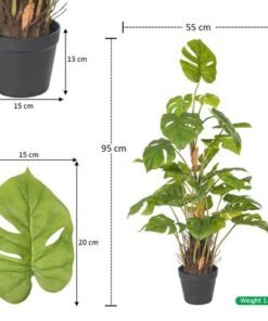 Monstera Faux Plant, Nearly Natural Artificial Plants with Pots & Green Leaves, Waterproof, Fade-Resistant Fake Plants, Pet-Friendly & Maintenance-Free Fake Tree for Home Event Decor (G)