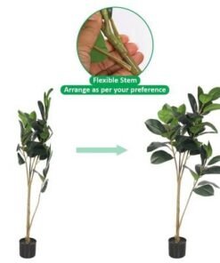 Artificial Ficus Plant, Fake Plant with Flexible Green Leaves, Stems, Simulated Trunk & Pot, Waterproof, Odorless, Maintenance-Free & Long-Lasting Fake Tree for Home Office Event Decor (140cm) - Image 4