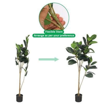 Artificial Ficus Plant, Fake Plant with Flexible Green Leaves, Stems, Simulated Trunk & Pot, Waterproof, Odorless, Maintenance-Free & Long-Lasting Fake Tree for Home Office Event Decor (140cm) - Image 4