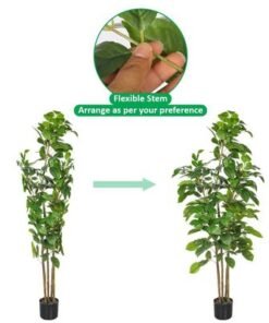 Artificial Ficus Plant, Fake Plant with Flexible Green Leaves, Stems, Simulated Trunk & Pot, Waterproof, Odorless, Maintenance-Free & Long-Lasting Fake Tree for Home Office Event Decor (150cm)