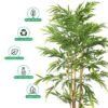 Artificial Bamboo Plant, Realistic Faux Plants Green Leaves with Clear Leaf Texture, Waterproof, Fade-Resistant, Pet-Friendly & Maintenance-Free Fake Tree for Home Office Event Decor (170cm)