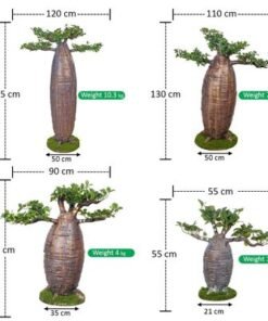 Set of 4 Artificial Baobab Tree,  Faux Plant with Realistic Silk Green Leaves & Simulated Trunk, Maintenance-Free & Long-Lasting Fake Tree, Waterproof & Odorless Fake Plant for Home Event Decor