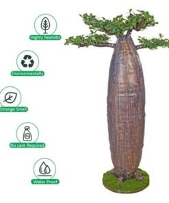 Set of 4 Artificial Baobab Tree,  Faux Plant with Realistic Silk Green Leaves & Simulated Trunk, Maintenance-Free & Long-Lasting Fake Tree, Waterproof & Odorless Fake Plant for Home Event Decor - Image 4