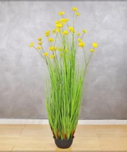 Alternative view of Artificial Buttercup Flower Plant, 150cm Tall Lifelike Silk Flowers & Green Grass Potted Faux Plants, Maintenance-Free Waterproof Eco-Friendly Odor-Free Fake Plants for Home Decor (Yellow)