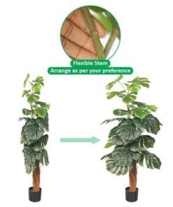 Artificial Monstera Plant, Faux Plant with Flexible Green Leaves, Stems, Simulated Trunk & Pot, Waterproof, Odorless, Maintenance-Free & Long-Lasting Fake Tree for Home Event Decor (140cm)
