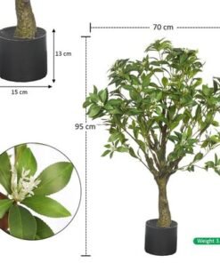 Artificial Jasmine Tree, 95cm Tall Ultra-Realistic Tree with Delicate White Flowers & Green Leaves, Fade-Proof, Pet-Friendly & Maintenance-Free Faux Trees for Home Office Indoor/Outdoor Decor - Image 4