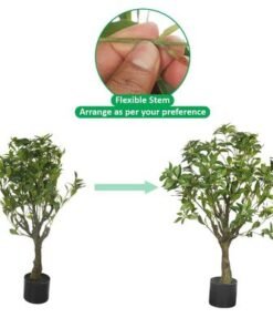 Artificial Jasmine Tree, 95cm Tall Ultra-Realistic Tree with Delicate White Flowers & Green Leaves, Fade-Proof, Pet-Friendly & Maintenance-Free Faux Trees for Home Office Indoor/Outdoor Decor