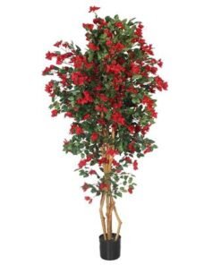 Nearly Natural Bougainvillea Plant, Faux Plant with Lush Green Leaves & Plastic Pot, Waterproof & Maintenance-Free Fake Plants, No-Watering & Long-Lasting Fake Tree for Home Event Decor (Red) - Image 3