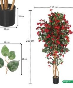 Nearly Natural Bougainvillea Plant, Faux Plant with Lush Green Leaves & Plastic Pot, Waterproof & Maintenance-Free Fake Plants, No-Watering & Long-Lasting Fake Tree for Home Event Decor (Red) - Image 4