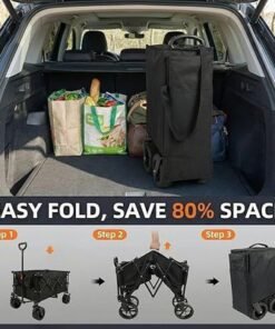 Egardenkart Foldable Wagon Trolley Cart - 150 KGS | Heavy-duty Trolley for Shopping, Camping, Beach, Picnic | Shopping Trolley with Adjustable Handle and 360° Wheels | Multipurpose Camping trolley - Image 4
