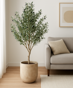 Large 220cm Luxury Artificial Olive Plant with Natural Textured Trunk (Without Pot) - Image 3