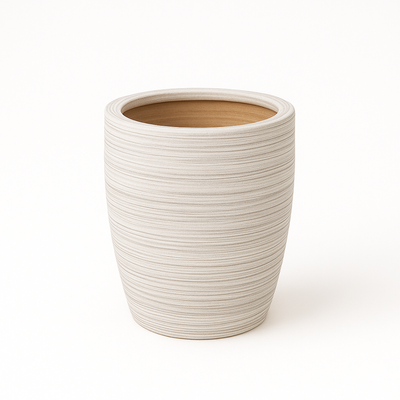 Modern Textured Ceramic Planter Pot Striped Design for Indoor Home & Office Décor (Small) - Image 5