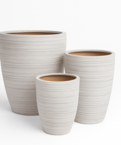 Modern Textured Ceramic Planter Pot Striped Design for Indoor Home & Office Décor (Small)