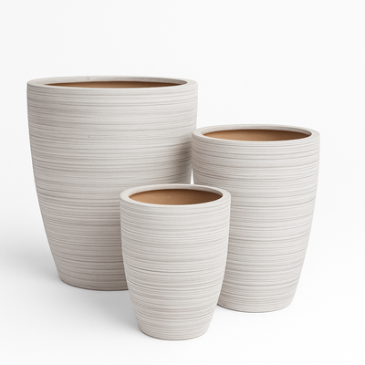 Modern Textured Ceramic Planter Pot Striped Design for Indoor Home & Office Décor (Small)