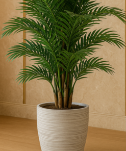 Modern Textured Ceramic Planter Pot Striped Design for Indoor Home & Office Décor (Medium) - Image 3