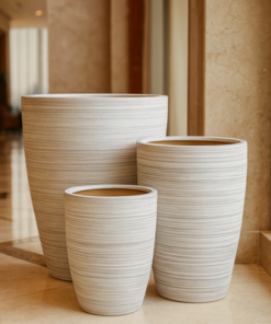Modern Textured Ceramic Planter Pot Striped Design for Indoor Home & Office Décor (Medium) - Image 4
