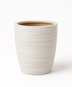 Modern Textured Ceramic Planter Pot Striped Design for Indoor Home & Office Décor (Medium) - Image 5