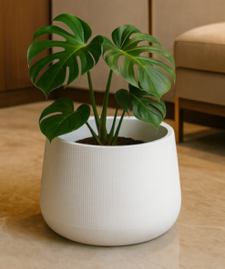 Alternative view of White Textured Planter Pot 28x88cm Modern Light Weight Indoor & Outdoor Flower Pot for Home & Office Décor