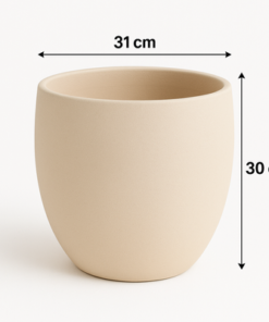Textured Premium Beige Ceramic Planter Pot (31x30cm) - Image 5
