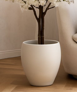Textured Premium Beige Ceramic Planter Pot (31x30cm) - Image 3