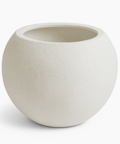 Premium Textured White Fiberglass Planter Pot Round Decorative Indoor & Outdoor Plant Container (Big) - Image 3