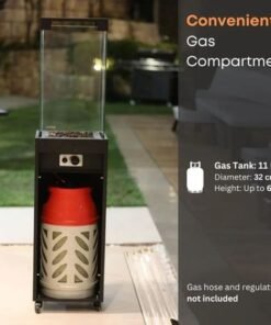 Wooden Twist SPUNK Freestanding Portable LPG & Gas Heater with Wheels Outdoor Heating Solution for Cool Evenings Garden, Terrace