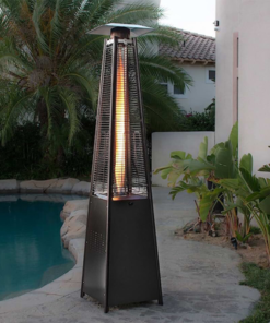 Alternative view of Wooden Twist Pyramid Gas Heater with Wheels, Outdoor Heating Solution with Adjustable Flame (Silver)