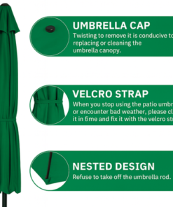 LuxeShade Green Outdoor Patio Round Umbrella with Waterproof Canopy & Steel Frame for Garden, Balcony & Poolside