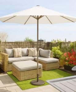 Alternative view of LuxeShade White Outdoor Patio Round Umbrella with Waterproof Canopy & Steel Frame for Garden, Balcony & Poolside