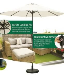 LuxeShade White Outdoor Patio Round Umbrella with Waterproof Canopy & Steel Frame for Garden, Balcony & Poolside