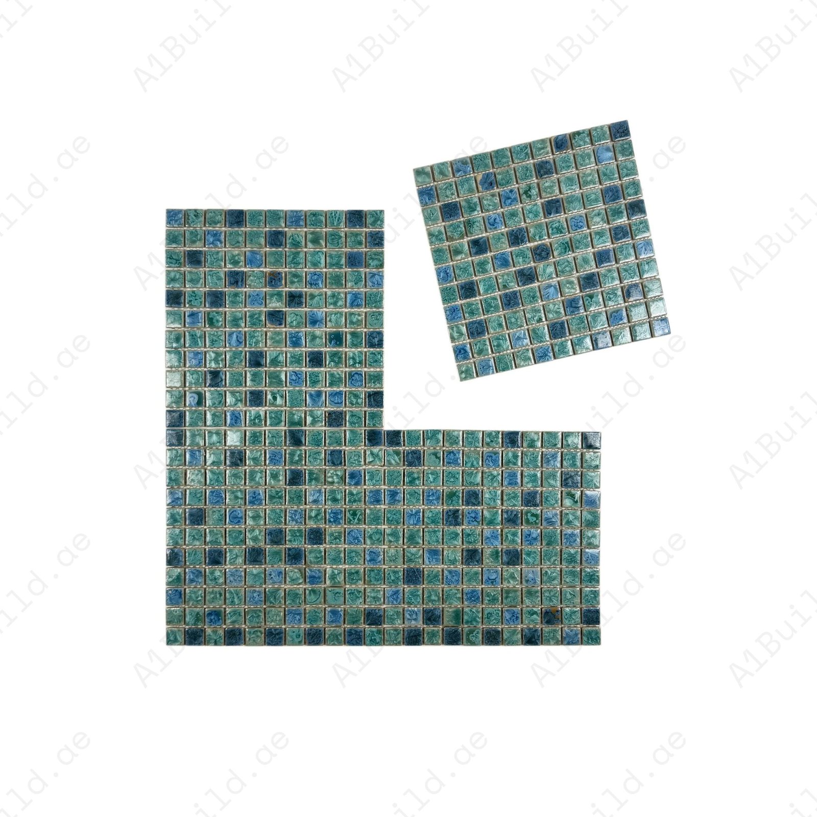 Milan Melody Series Tiffany Blue & Baby Blue & Royal Blue Mixed Square Ice Crack Porcelain Mosaic - Image 2